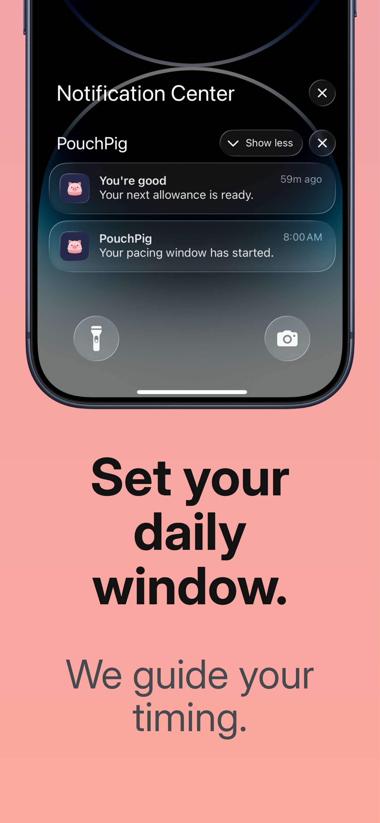PouchPig pacing screen