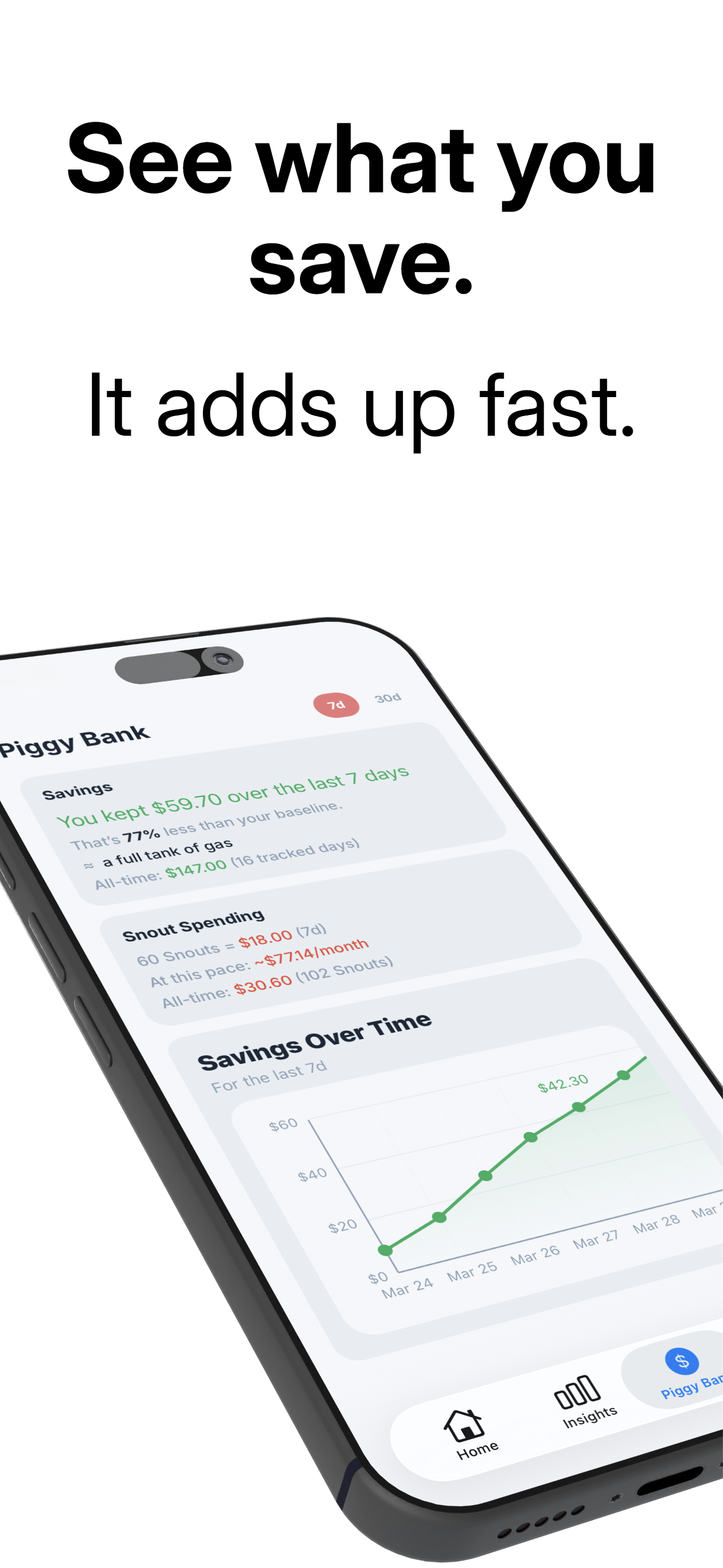 PouchPig savings screen